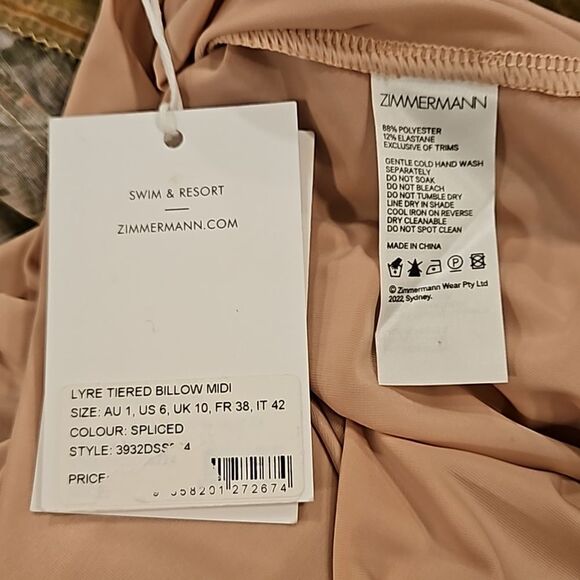 💕ZIMMERMANN💕 Lyre Ruffle Tiered Billow Sleeve Midi Dress ~ Spliced US 6 NWT - Picture 16 of 16